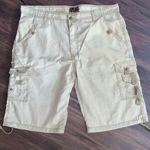 Marx‎ & Dutch Men’s khaki 6 pocket cargo shorts with hem drawstrings size 38